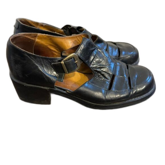 Soho New York size 6.5 Vintage 90s Y2K Black Loafers Academia Preppy Leather - Picture 1 of 10